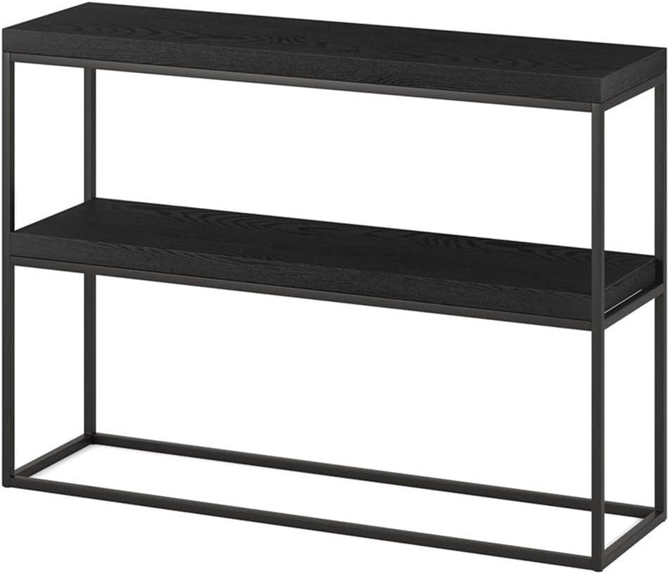 Evelyn&Zoe Edmund 42" Wide Rectangular Console Table, Black Grain