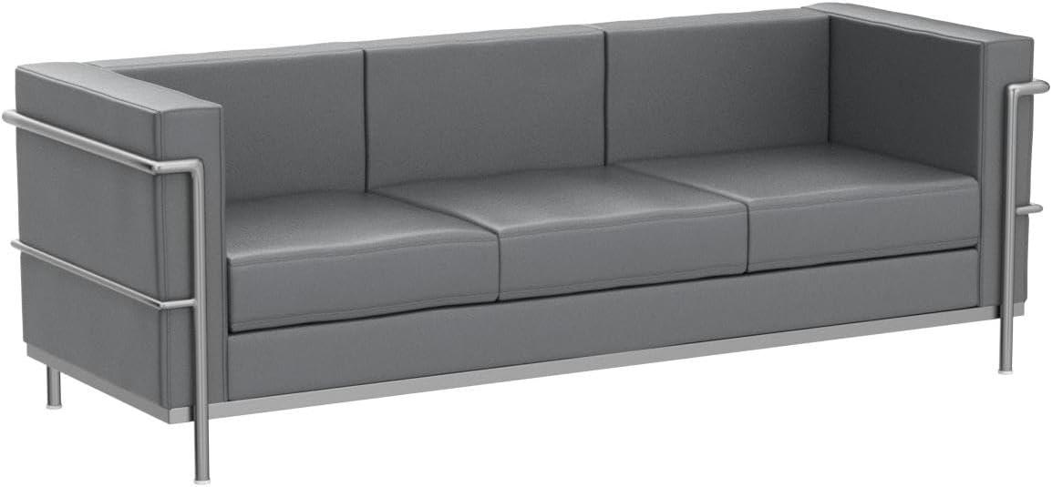 Flash Furniture Hercules Regal Series Contemporary Gray LeatherSoft Sofa with Encasing Frame