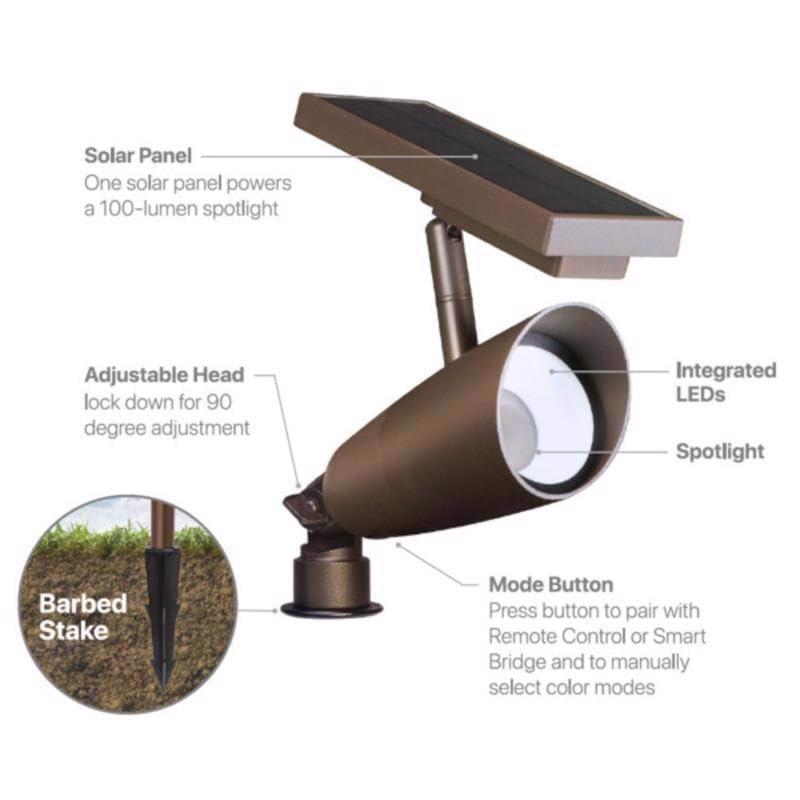 FeitElectric Feit OneSync Bronze Solar Powered/Remote LED Spotlight 2 pk