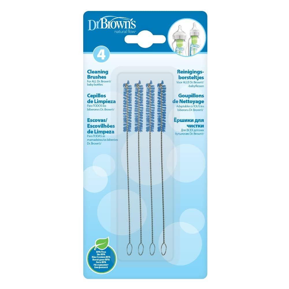 Dr. Brown's Natural Flow Reusable Vent System Baby Bottle Bristle Cleaning Brushes - 4ct