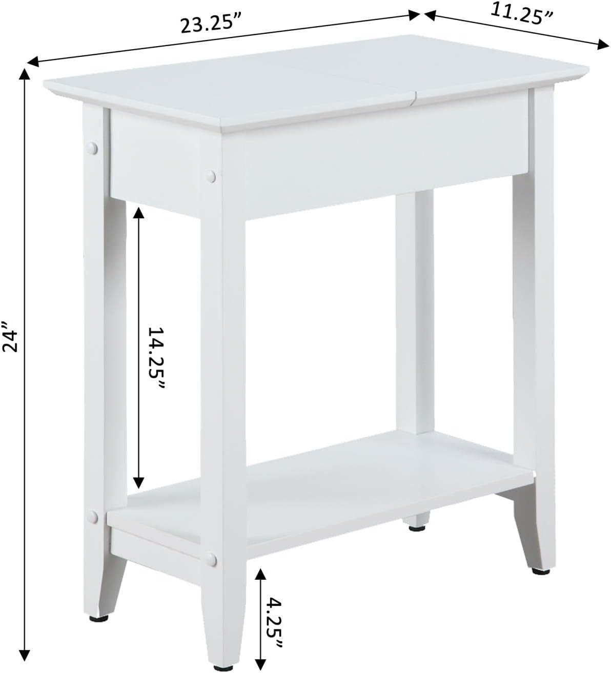 Convenience Concepts American Heritage Flip Top End Table with Shelf, White