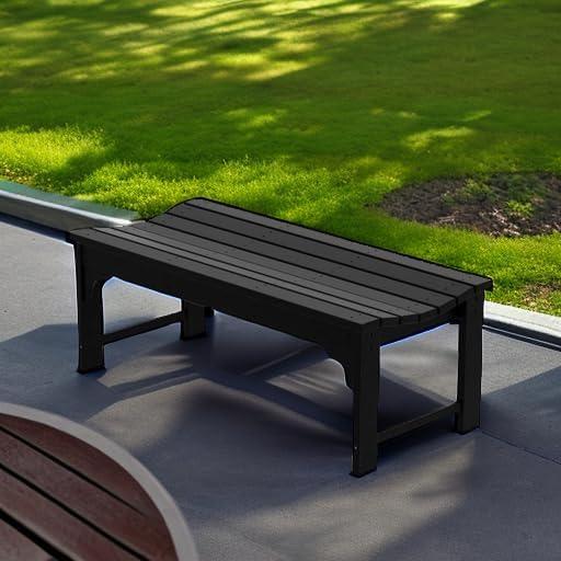 WestinTrends  Backless All-Weather Outdoor Bench for Patio Garden, Black