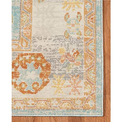 AMER Rugs Bohemian Gretna Collection, Indoor/Outdoor Aqua 9x12 Area Rug, Rugs for Living Room, Bedroom, Dining Room, Kitchen - Aqua/Beige