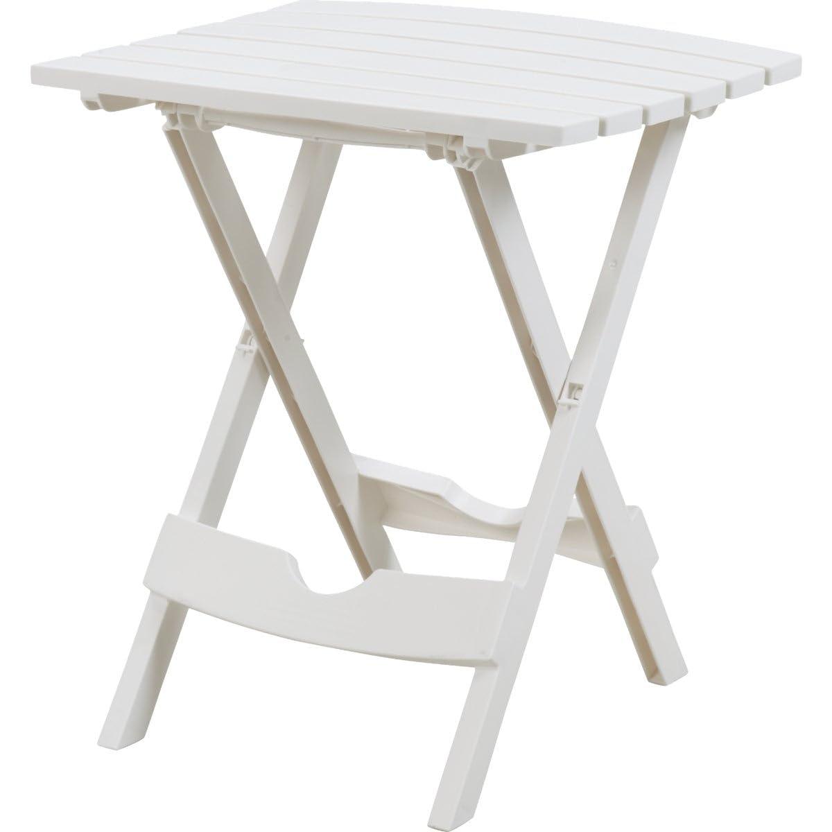 Adams Quik-Fold White Rectangular Resin Folding Side Table