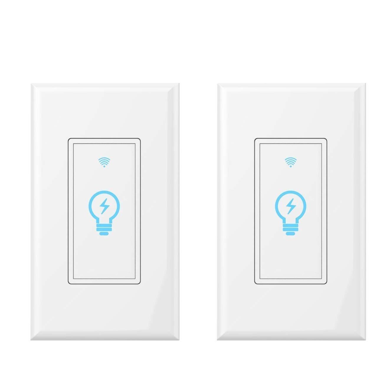Smart Light Switch, Compatible with Alexa, Google Assistant, IFTTT, WiFi Light, Neutral Wire Required, Schedule Setting APP Remote Control, ETL, No Hub Required (Smart Switch 2pack)