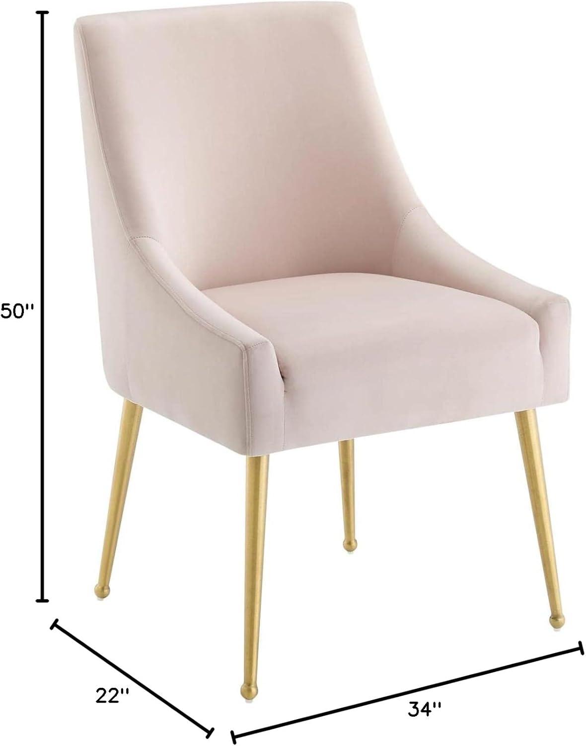 Modway Discern 34" Modern Velvet Dining Chair in Pink/Gold (Set of 2)