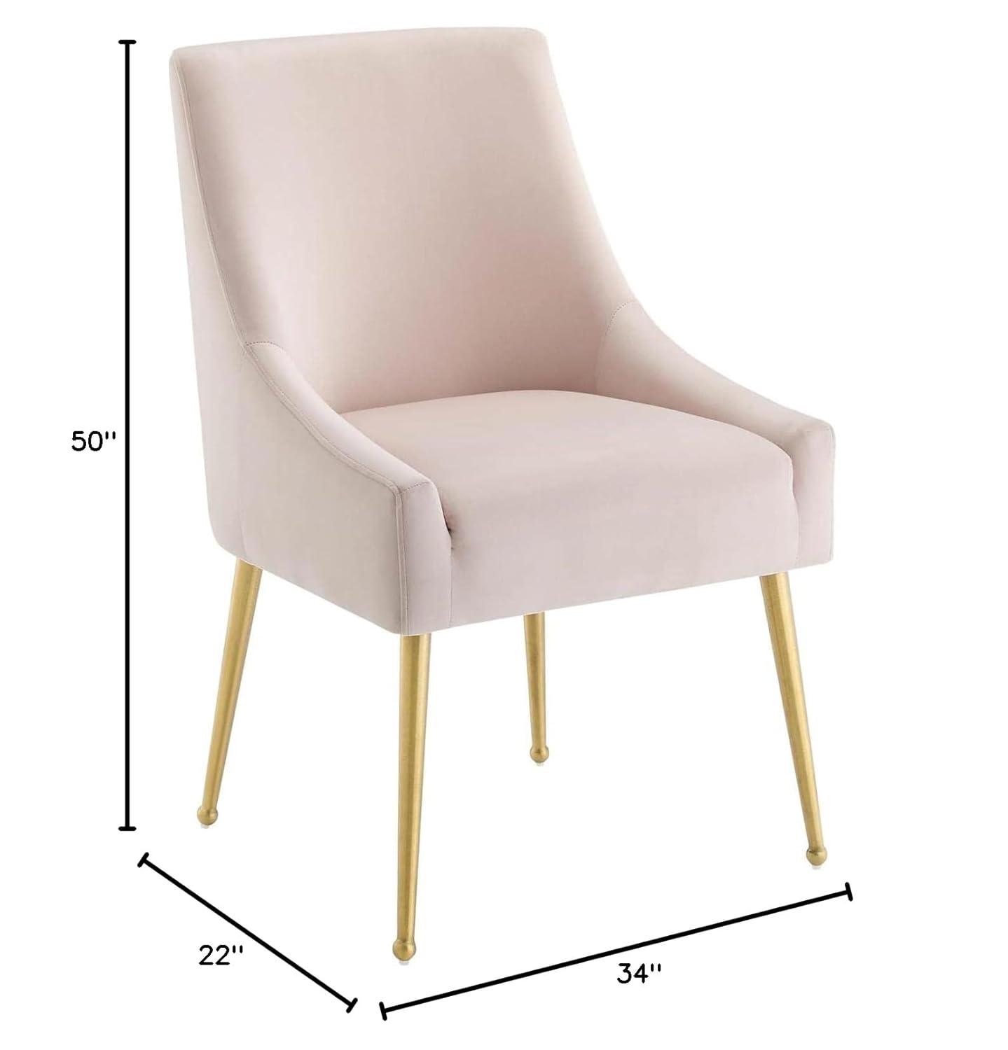 Modway Discern 34" Modern Velvet Dining Chair in Pink/Gold (Set of 2)