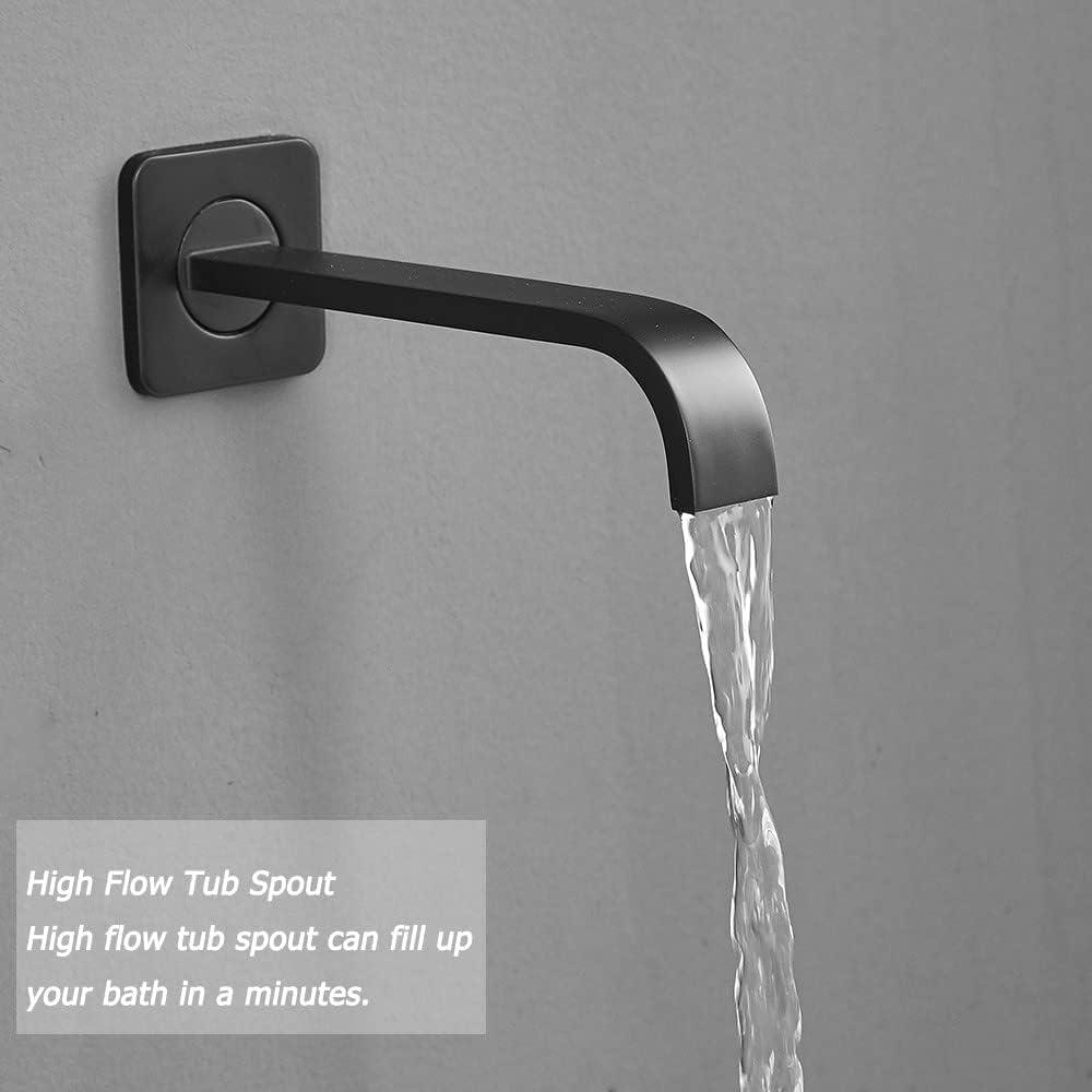 Shower Faucet Set 12" Matte Black Shower Head And Handle Set Rainfall Shower System with Square Rain Shower Head and High Pressure Handheld Spray