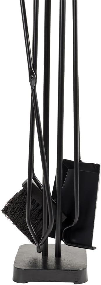 Modern Ember Levi 5-Piece Fireplace Tool Set in Black, Steel Construction