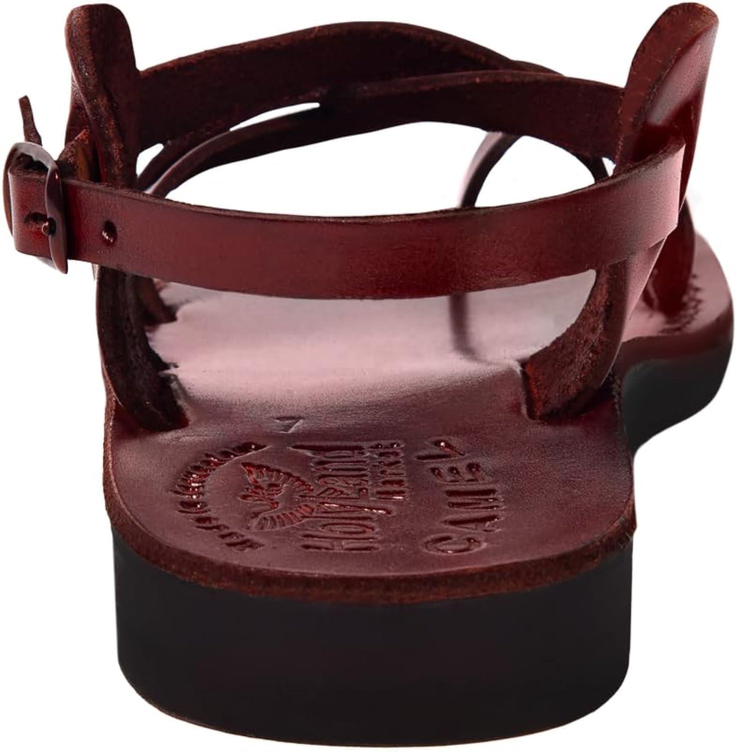 Holy Land Market Men/Women Biblical Jesus Leather Sandals/Slides From Jerusalem (Jesus - Style I) (9-9.5 Women/7-7.5 Men)