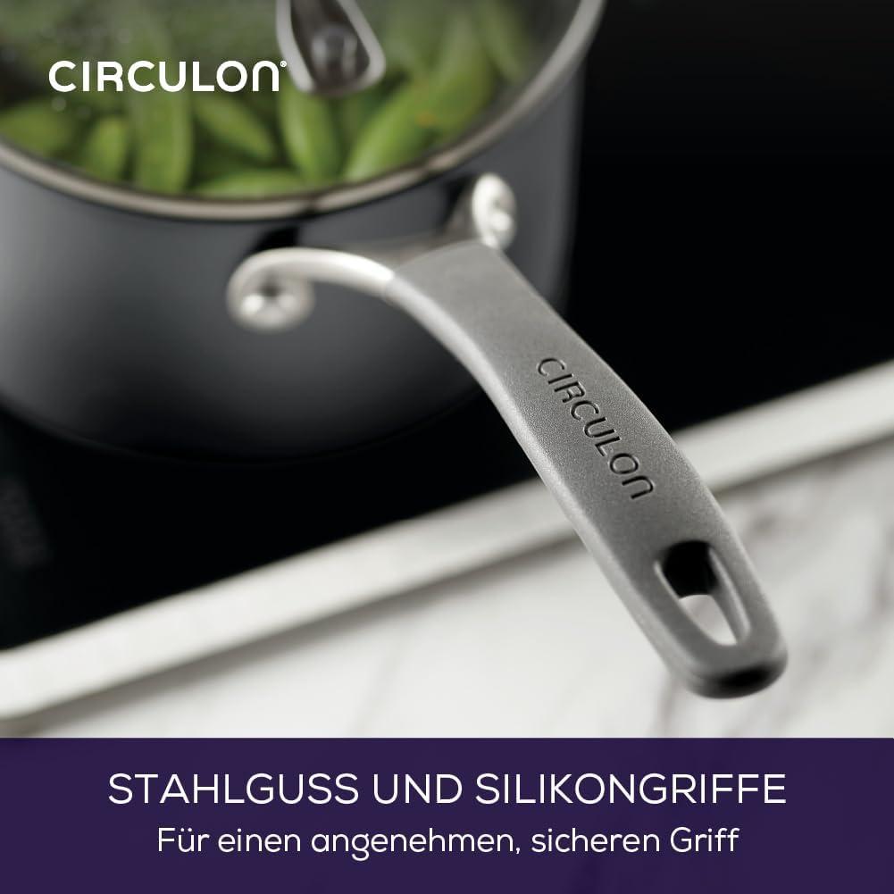 Circulon A1 Series with ScratchDefense Technology 2qt Nonstick Induction Straining Saucepan with Lid Graphite: Dishwasher-Safe Aluminum Cookware