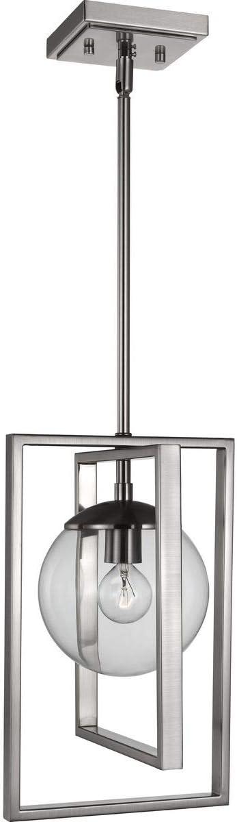 Progress Lighting Atwell 1-Light Pendant, Brushed Nickel, Clear Globe Shade