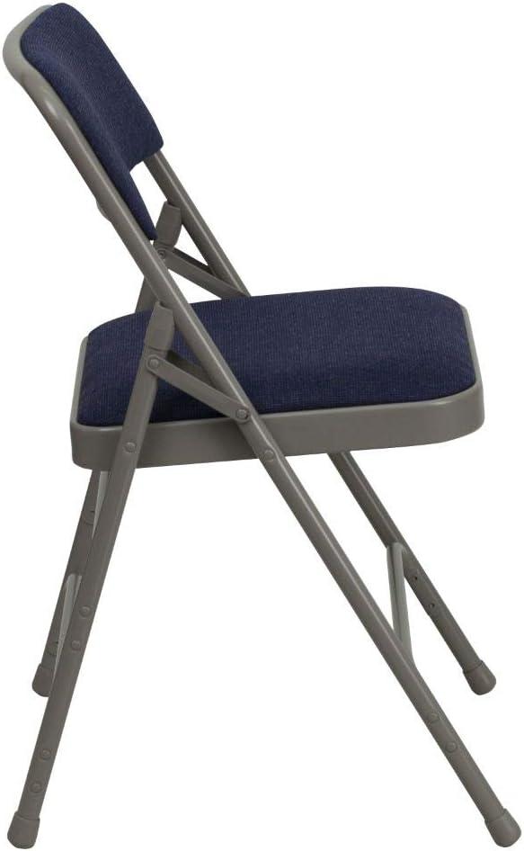 Flash Furniture 4 Pack HERCULES Series Curved Triple Braced & Double Hinged Navy Fabric Metal Folding Chair