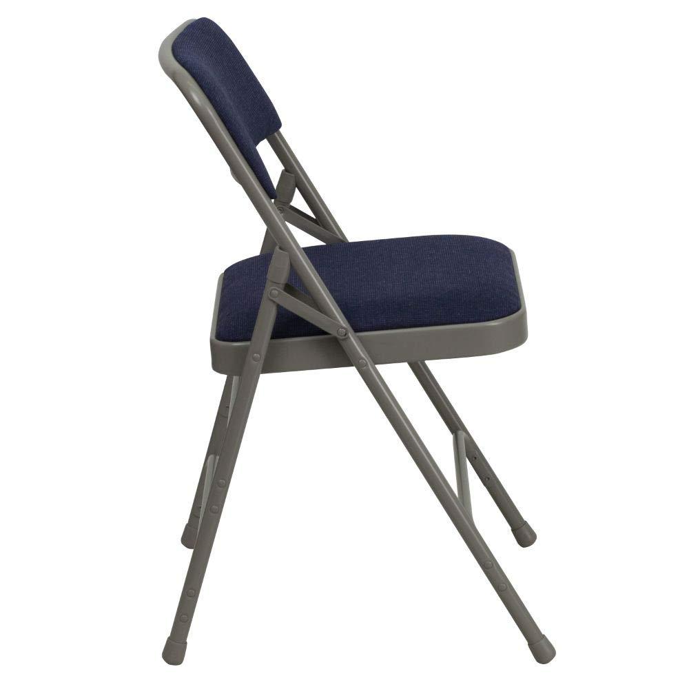 Flash Furniture 4 Pack HERCULES Series Curved Triple Braced & Double Hinged Navy Fabric Metal Folding Chair