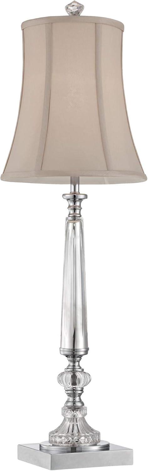 Vienna 27'' Chrome Finish Crystal Column Console Table Lamp with Taupe Bell Shade