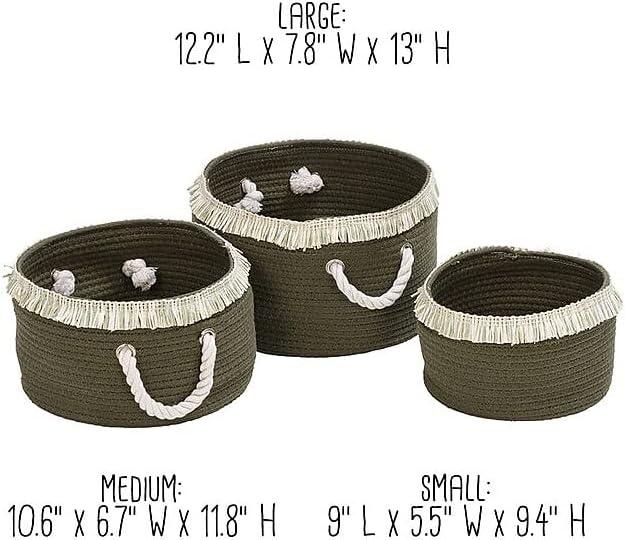 Bohemian Black Ombre Cotton Rope Round Storage Baskets, Set of 2