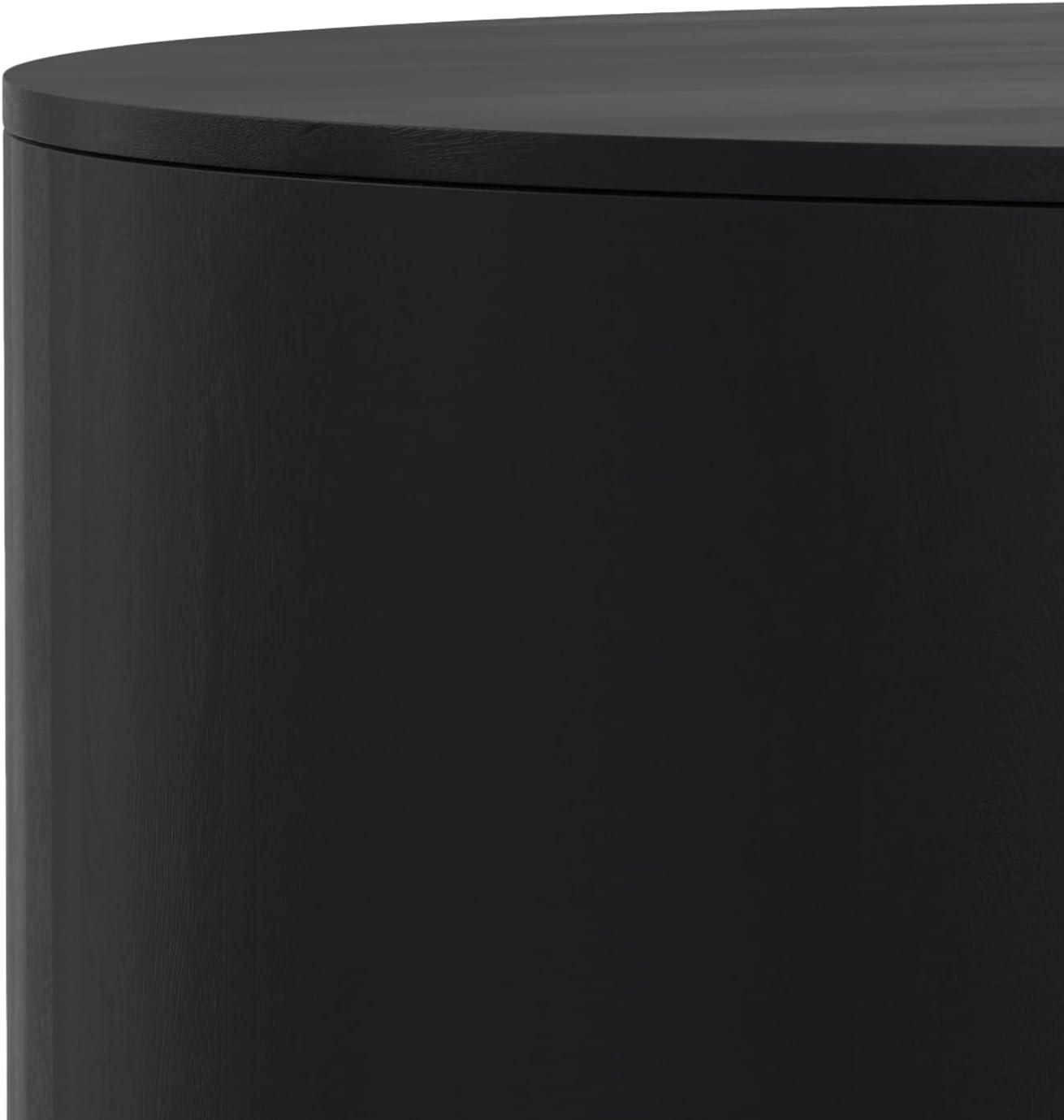 Simpli Home Millbury 36"W Solid Mango Wood Contemporary Round Drum Coffee Table, Fully Assembled