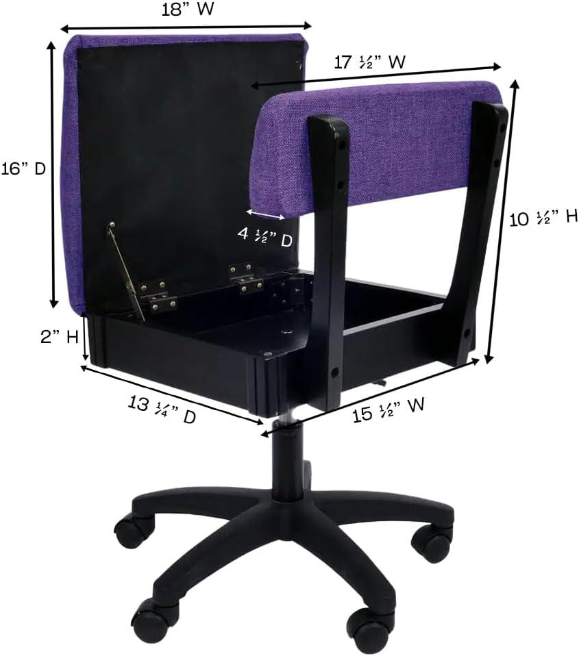 Adjustable Height Hydraulic Sewing Chair with Under Seat Storage by Arrow Classic Sewing Furniture