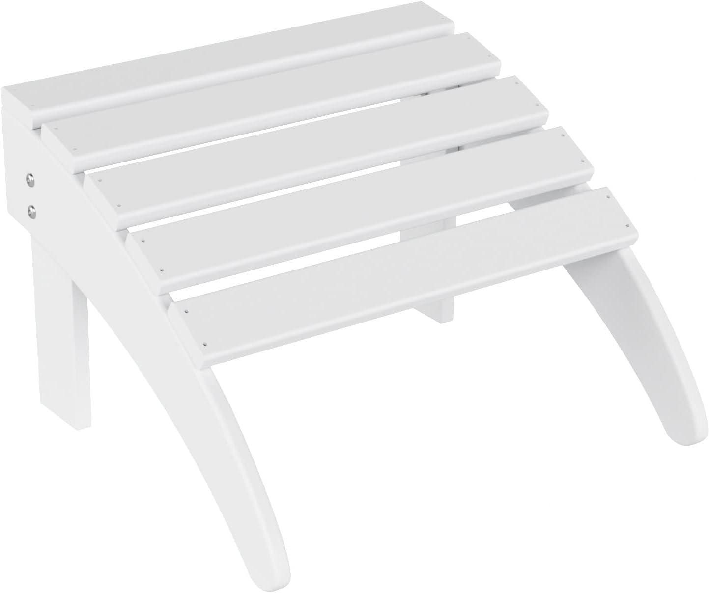 WestinTrends All-Weather Outdoor Patio Poly Adirondack Ottoman Footrest, White