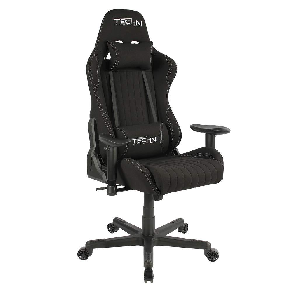 Techni Sport Techni Sport Adjustable Reclining Ergonomic Swiveling PC & Racing Game Chair in Black