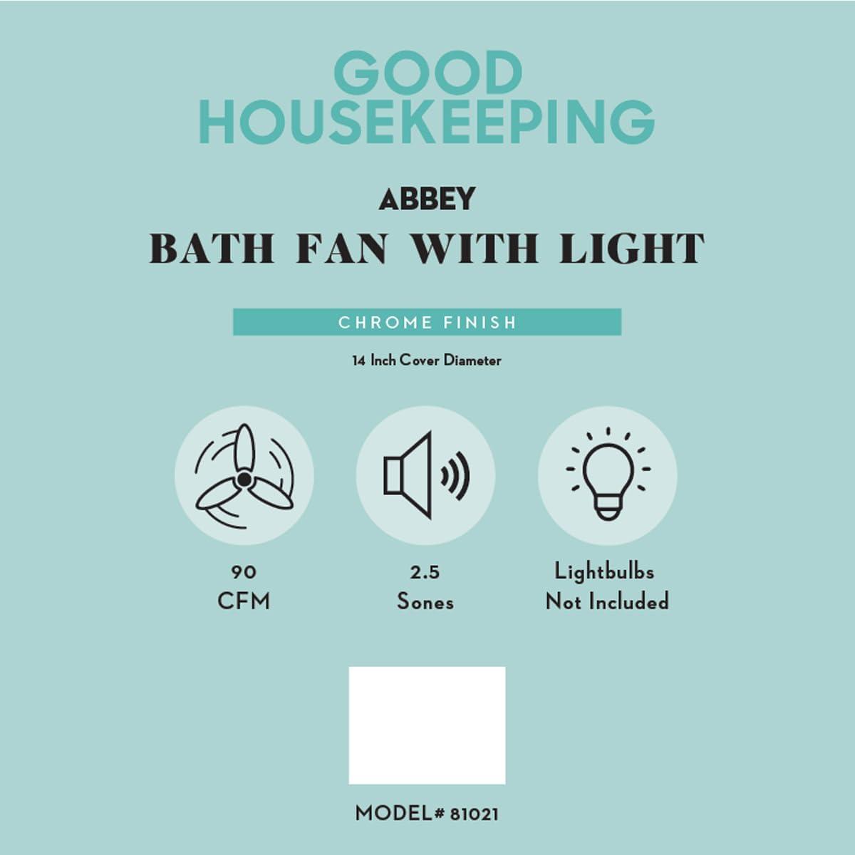 Good Housekeeping Abbey (81021) Decorative 90 CFM 2.5 Sones Bathroom Ventilation Exhaust Fan with Light