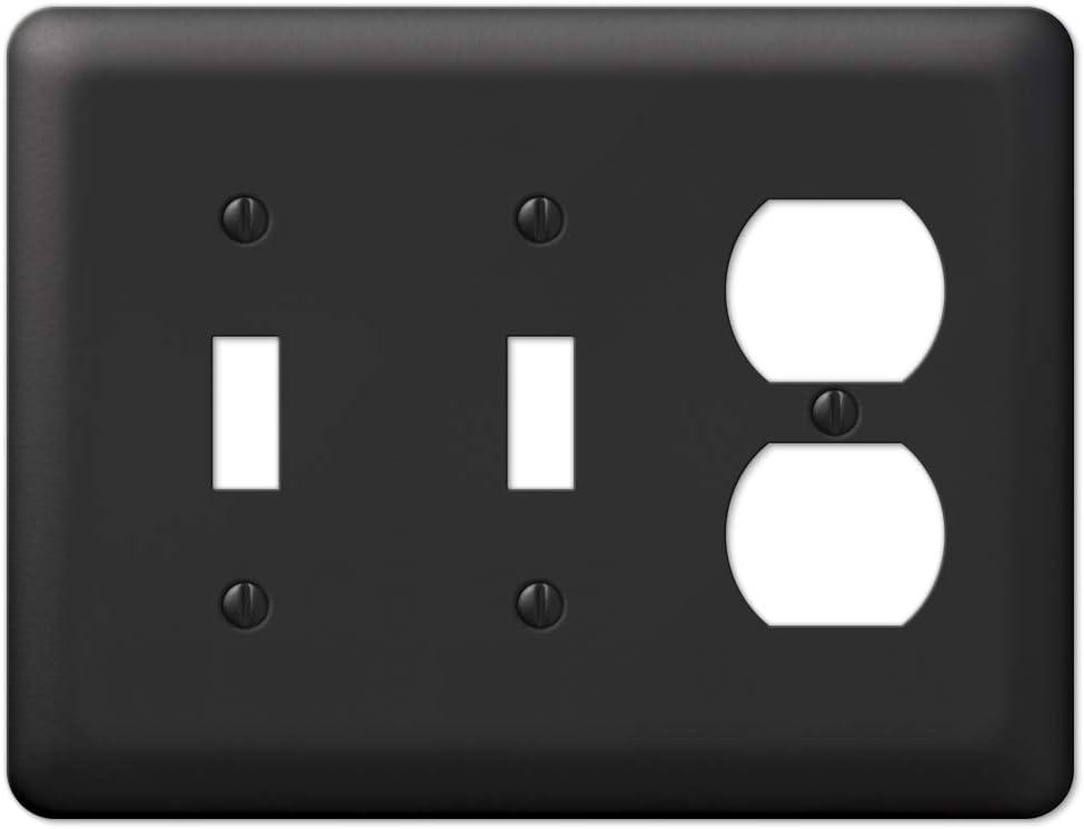 Amerelle 935TTDBK Moderne Wallplate 2 Toggle / 1 Duplex Steel Black 1-Pack