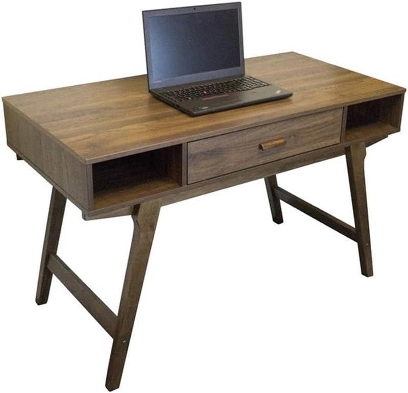 OS Home and Office Furniture 47.25" 1-Drawer Wood Desk in Danish Walnut