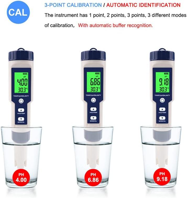 5 in 1 PH Meter Gomass 0.01 High Accuracy ph Tester Digital for Water TDS/EC/Salt/Temp/PH Pen, PPM Meter Water Tester Drinking Water, Hydroponics, Plants, Aquarium and Pool