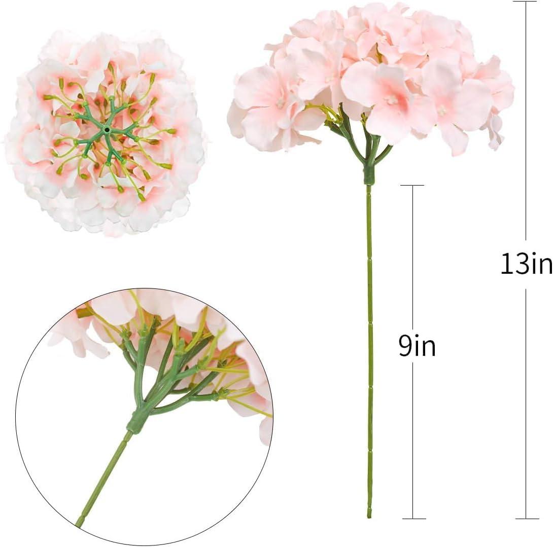 TITOUMI Hydrangea Silk Flowers Heads Blush Pack of 10 Full Hydrangea Flowers Artificial with Stems for Wedding Home Party Shop Baby Shower Décor