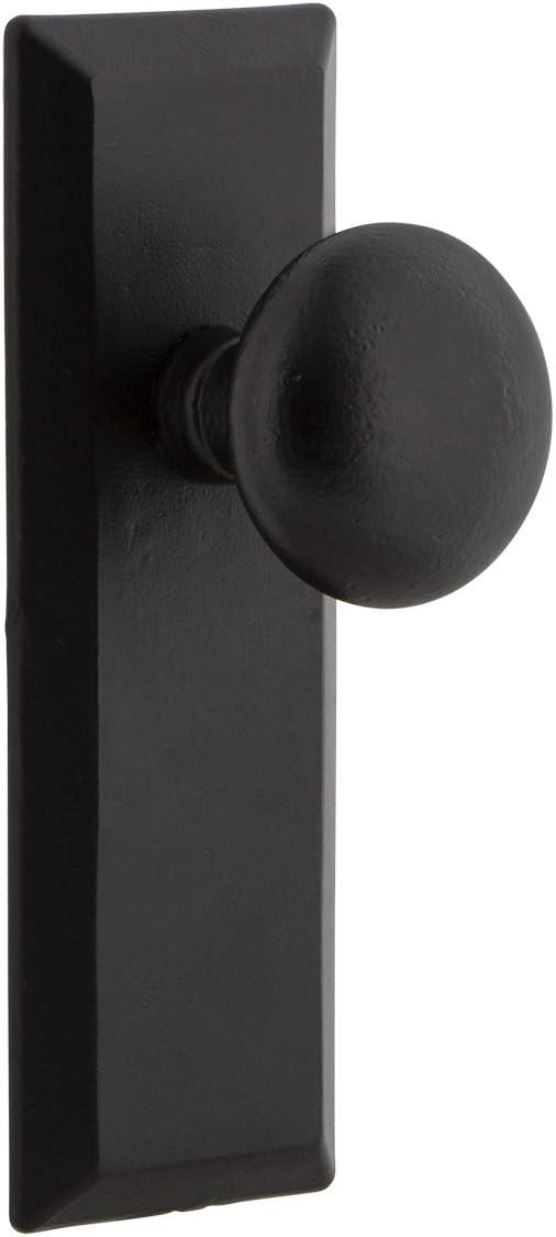 Matte Black Iron Long Plate Privacy Door Knob