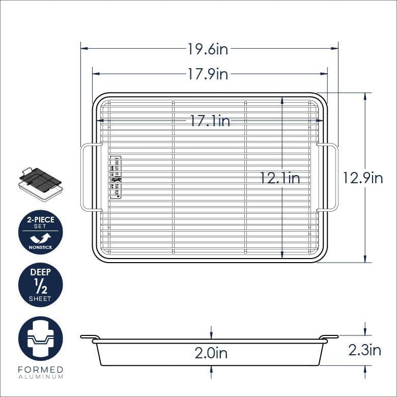 Gold Nonstick High-Sided Baking Tray with Black Rack