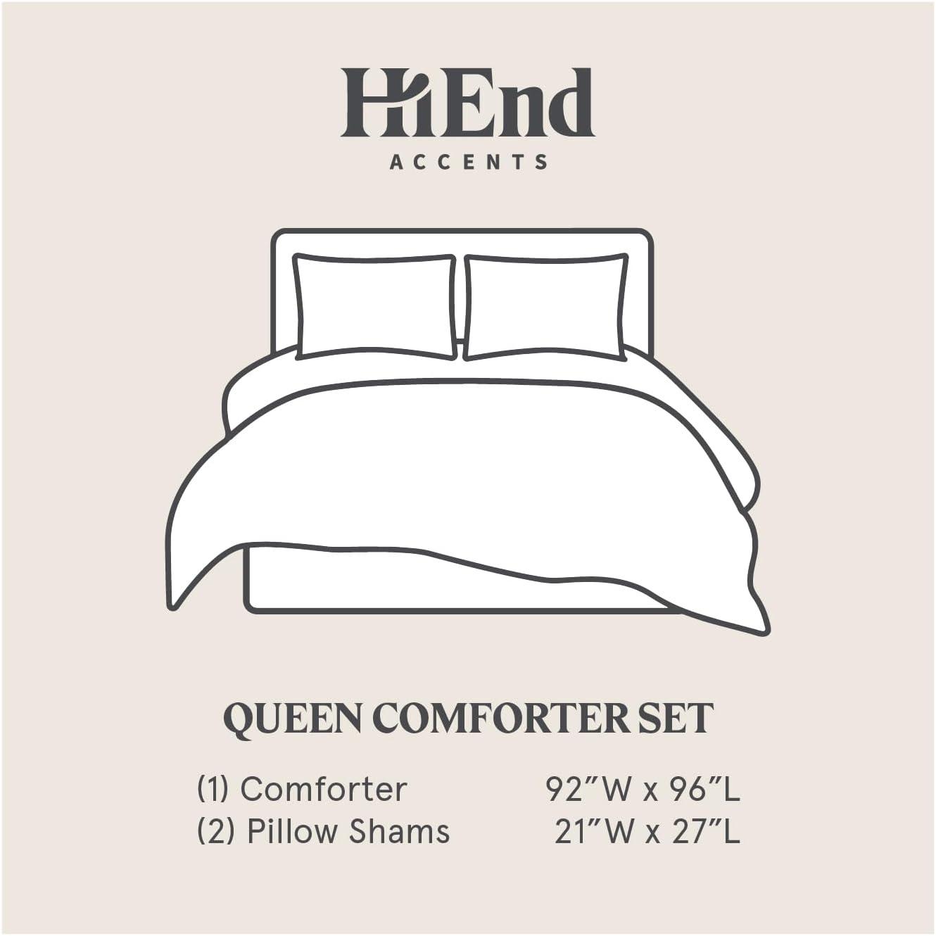 HiEnd Accents Lyocell Jardin Watercolor Floral Chic Casual 3 Piece Comforter Set