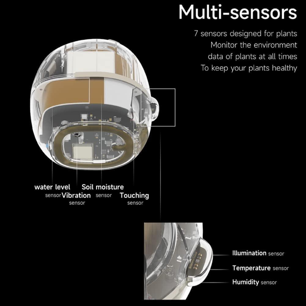 SENIURIS Ai Smart Planter, Intelligent Multiple Pets Like Expressions Flowerpots with Sensors, Smart AI Chips Make Rasising Plants Easy and Fun for Living Room. (Yellow)