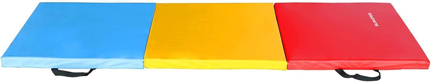 BalanceFrom Fitness Balancefrom Fitness Gogym 6' X 2' X 1.5" Folding 3 Panel Exercise Gym Mat, Blue