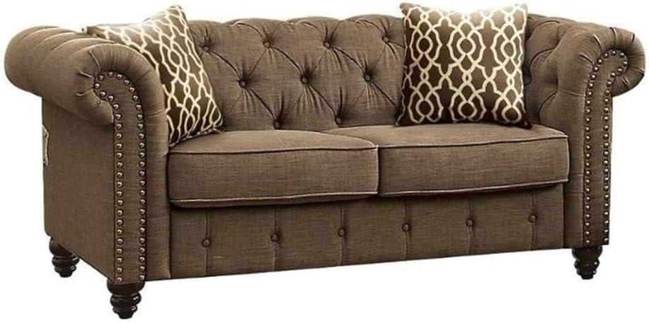 Acme Furniture Aurelia Loveseat w/2 Pillows, Gray Linen