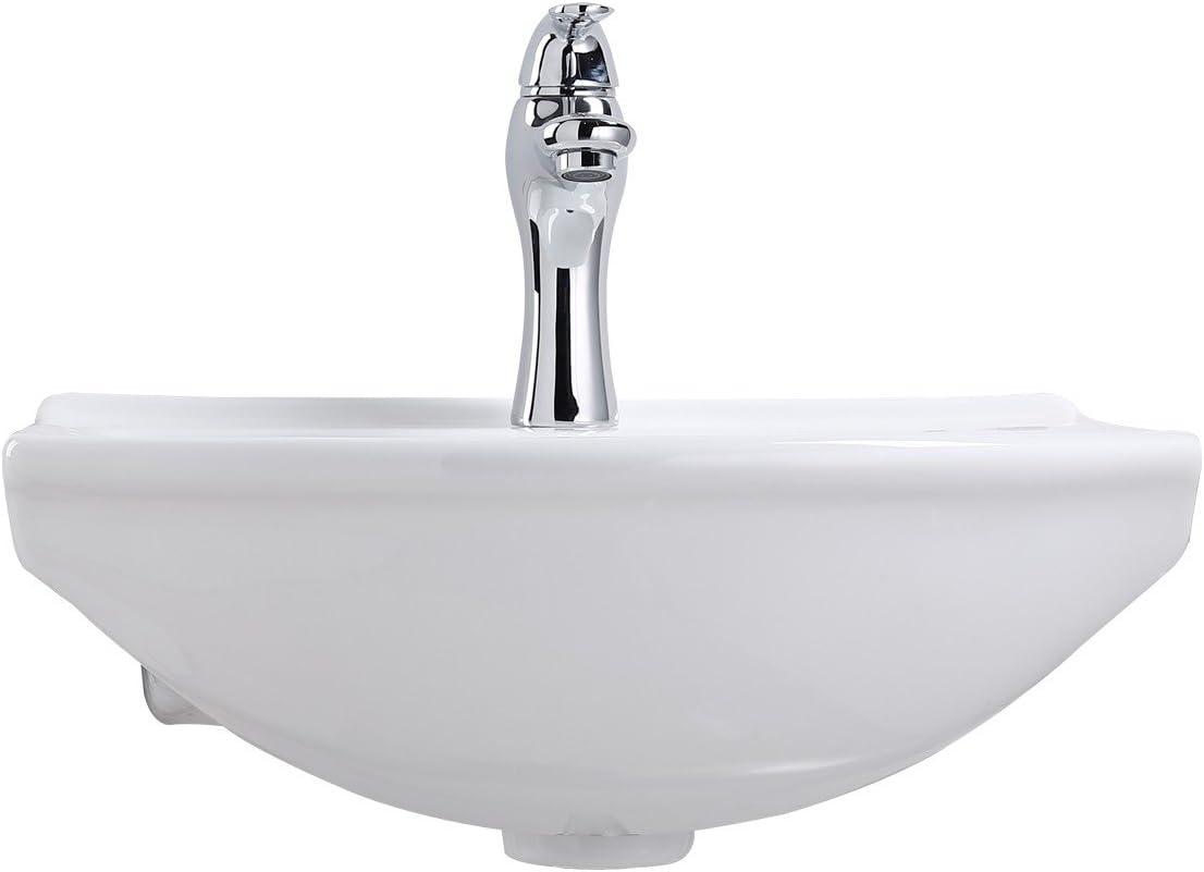 Arc 17.75" White Ceramic Wall-Mount Vessel Sink with Reno-Gloss Finish