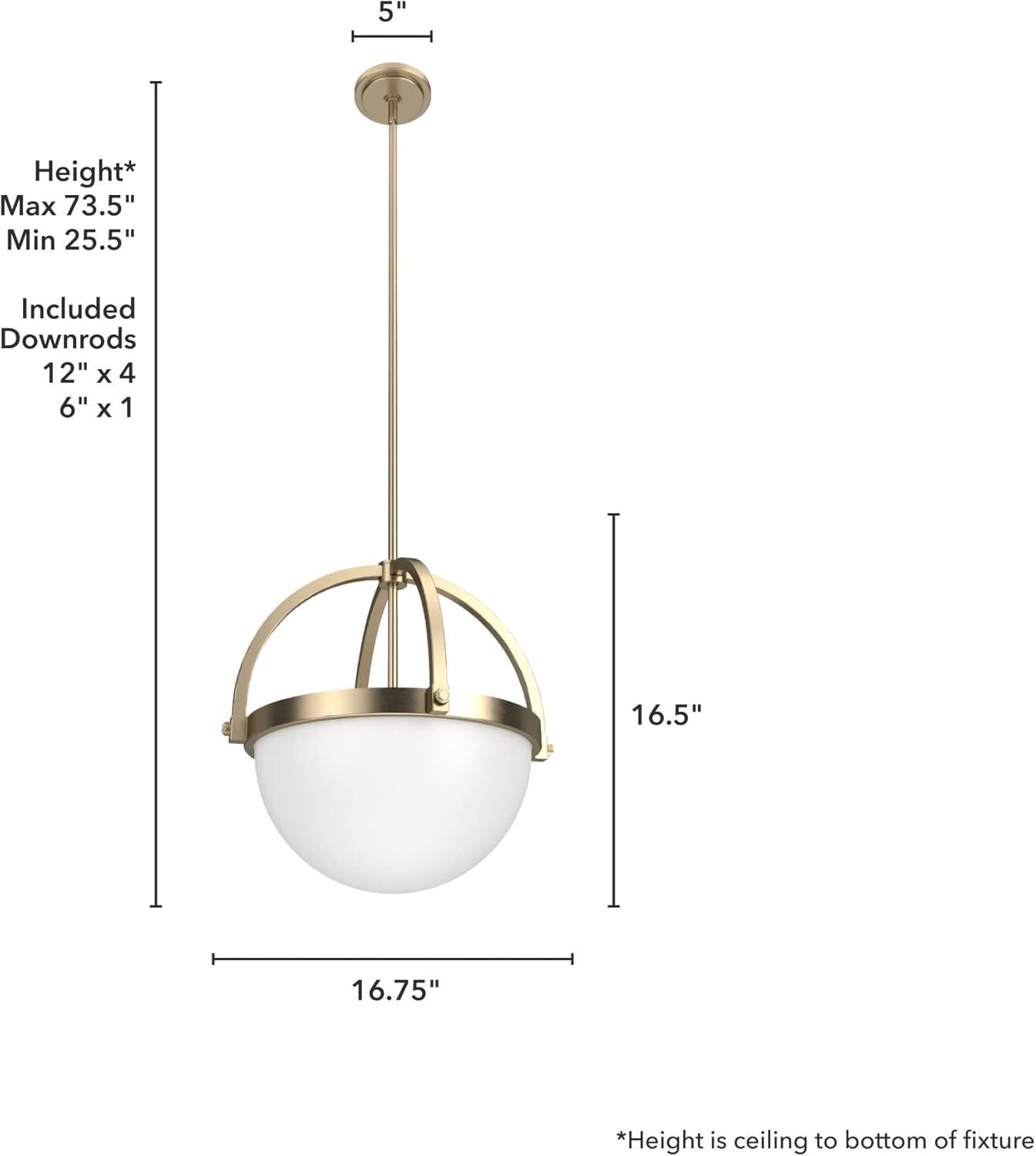 Hunter Wedgefield Alturas Gold with Frosted Cased White Glass 3 Light Pendant Ceiling Light Fixture