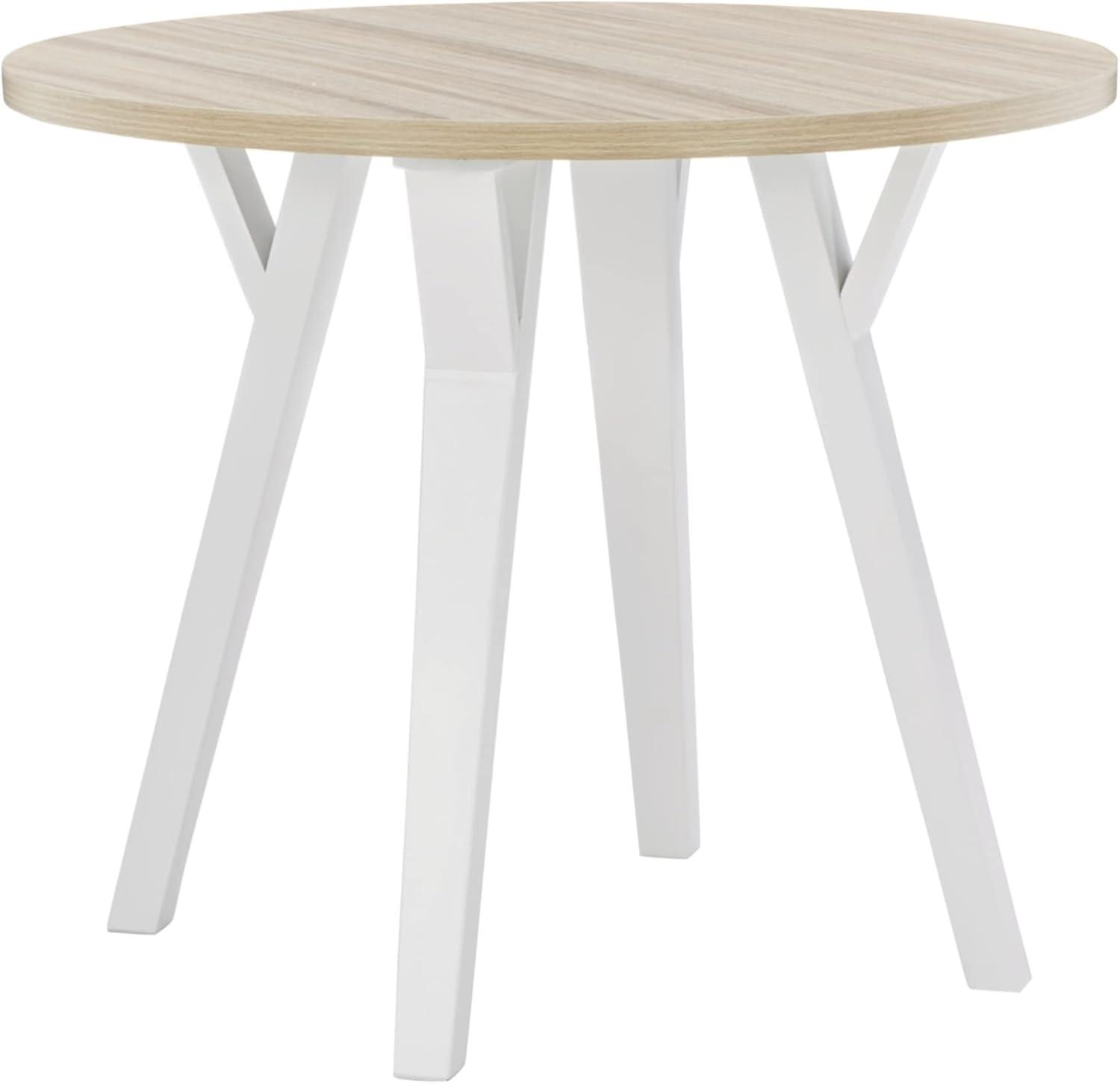 Beige and White Round Wood Contemporary Dining Table