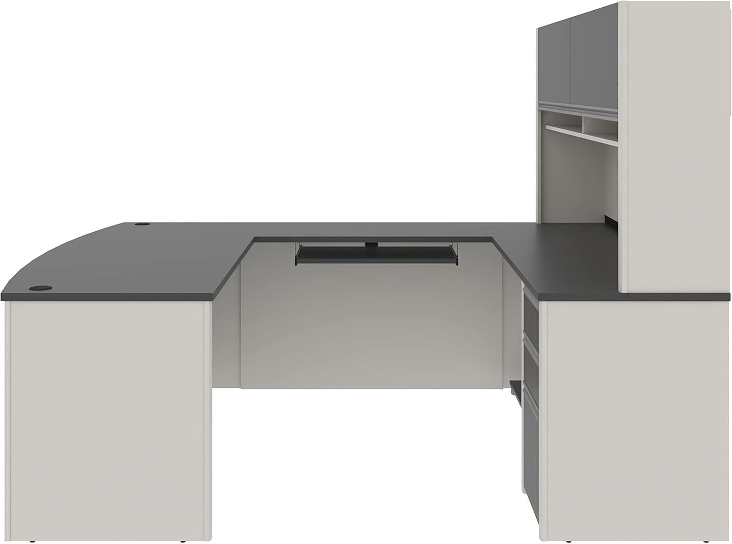 Bestar Connexion U-Shaped Workstation with 1 Pedestal in Sandstone