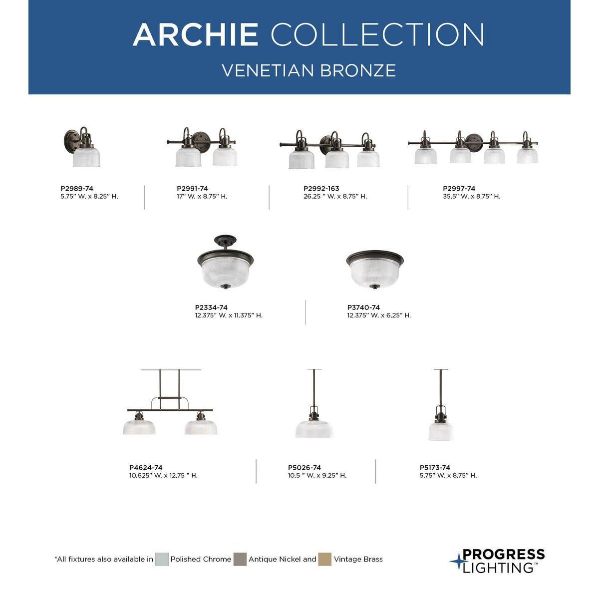Progress Lighting Archie 1-Light Mini-Pendant, Polished Chrome, Prismatic Glass Shade