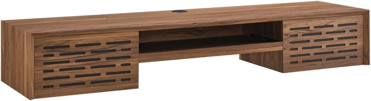 Modway Merit 60" Wall Mount Wood Office Desk in Walnut