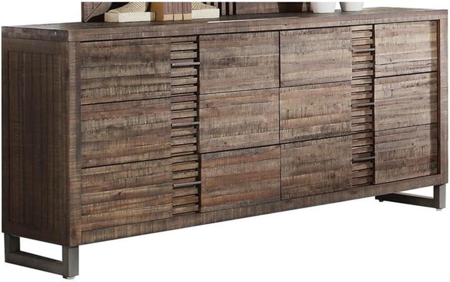 ACME Andria Rectangular 6-Drawer Dresser with Sled Leg in Reclaimed Oak Wood