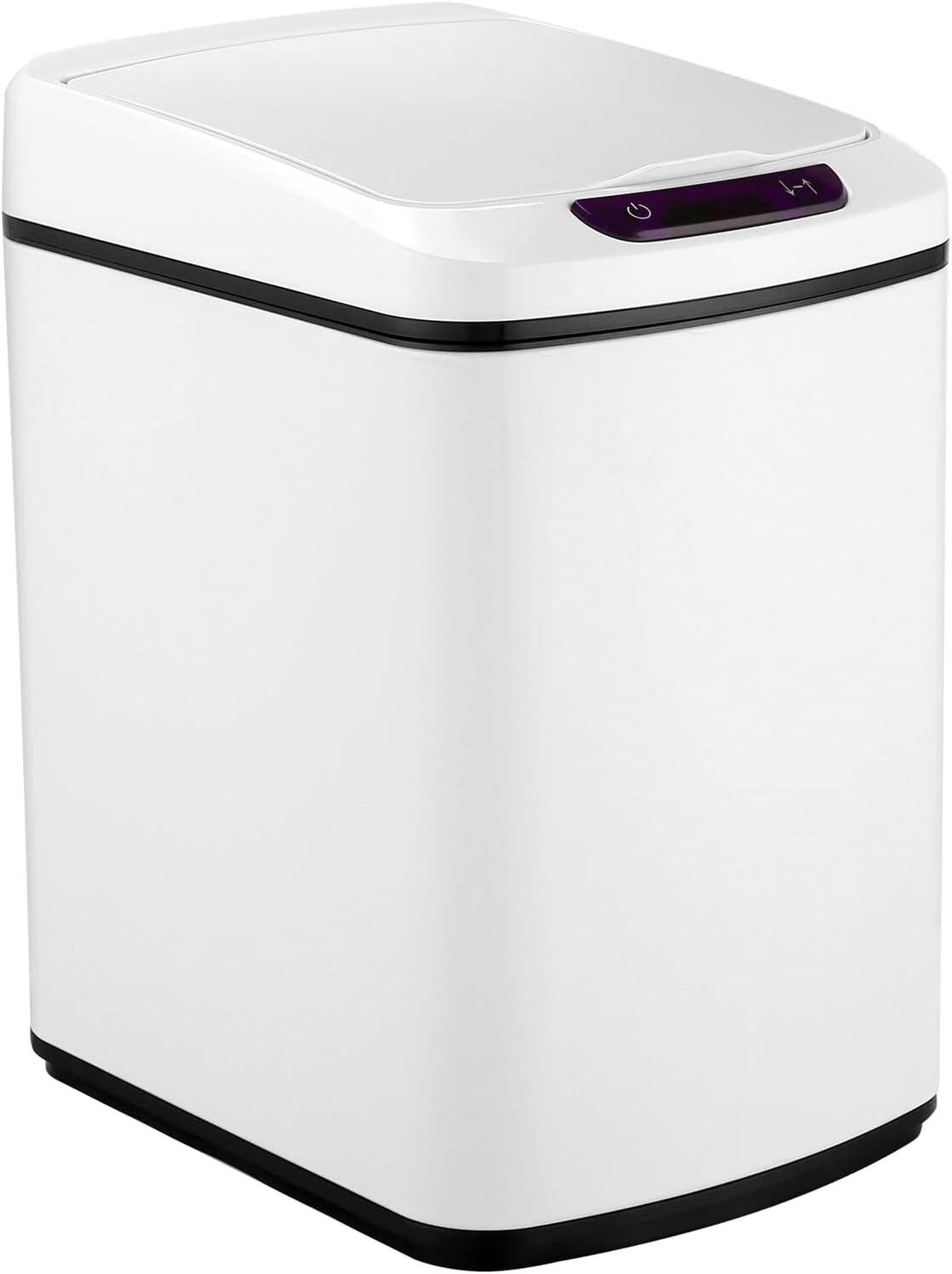 Hanover 12 Liter / 3.2 Gallon Hands Free Trash Can Garbage Bin, Fingerprint resistant, Soft Close, Sensor Lid