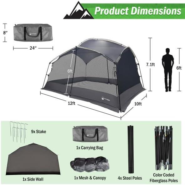 Wakeman Outdoors 12x10 Pop Up Canopy Screen Tent with Mosquito Net for Camping or Parties, Navy