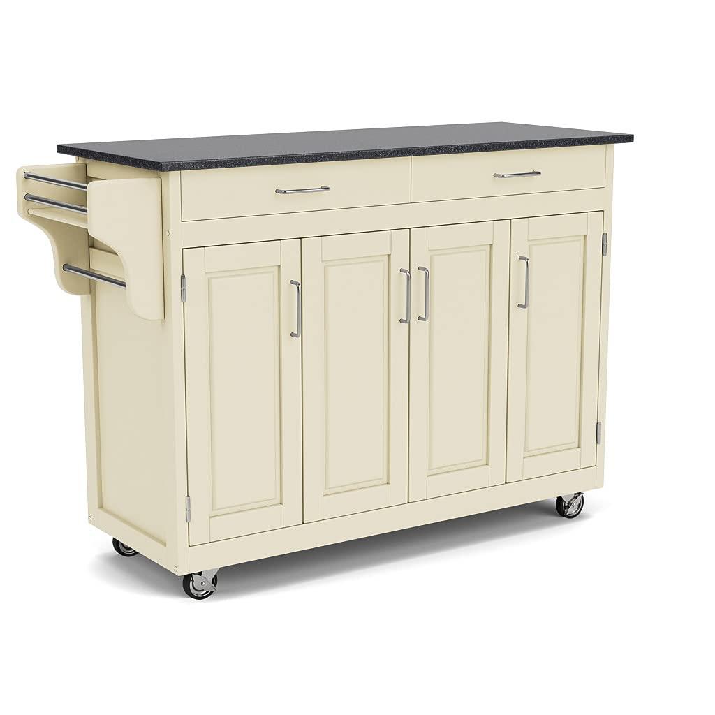 Create-a-Cart White Kitchen Cart With Stainless Top