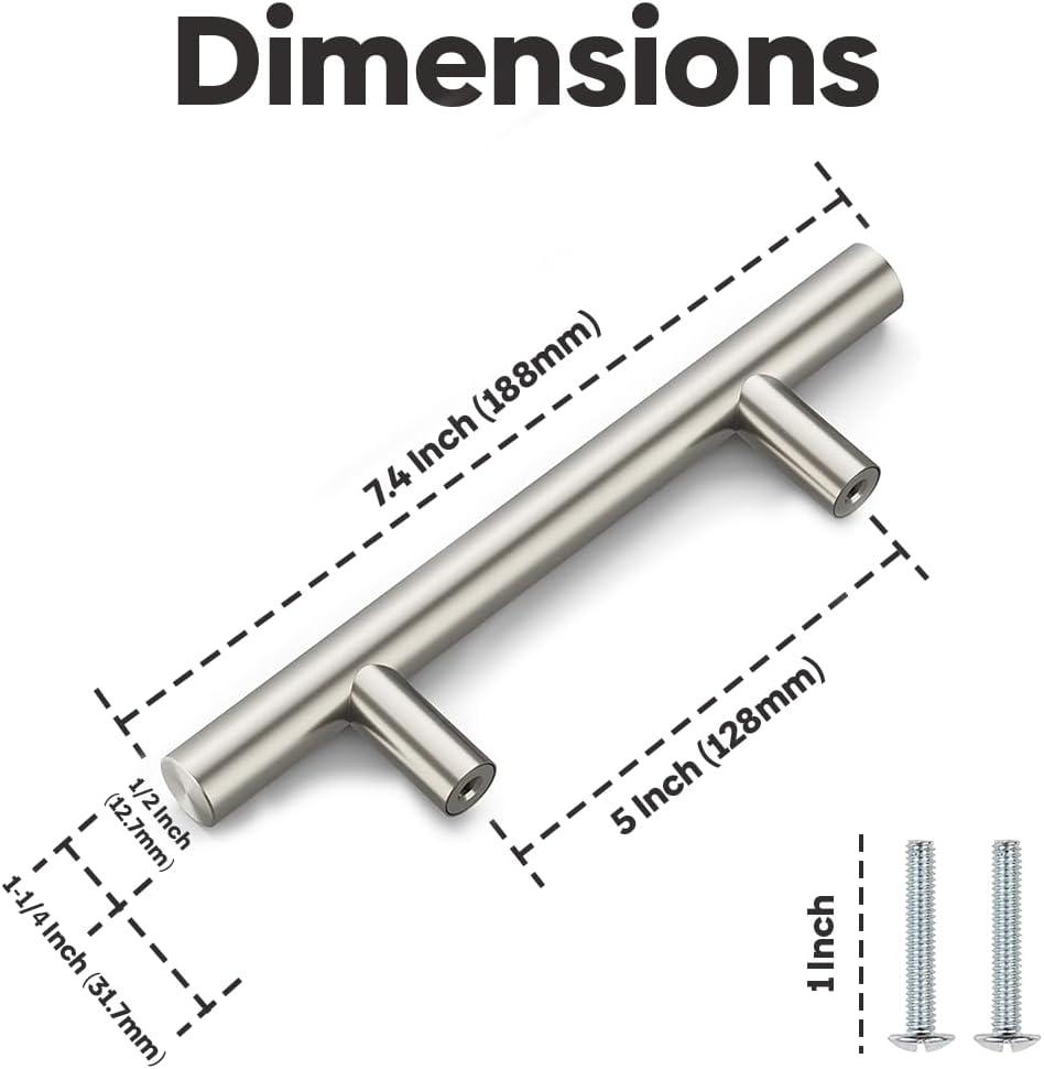 Ravinte 10 Pack 5" Cabinet Pulls Brushed Nickel Stainless Steel Kitchen Drawer Pulls Cabinet Handles 3" Hole Center