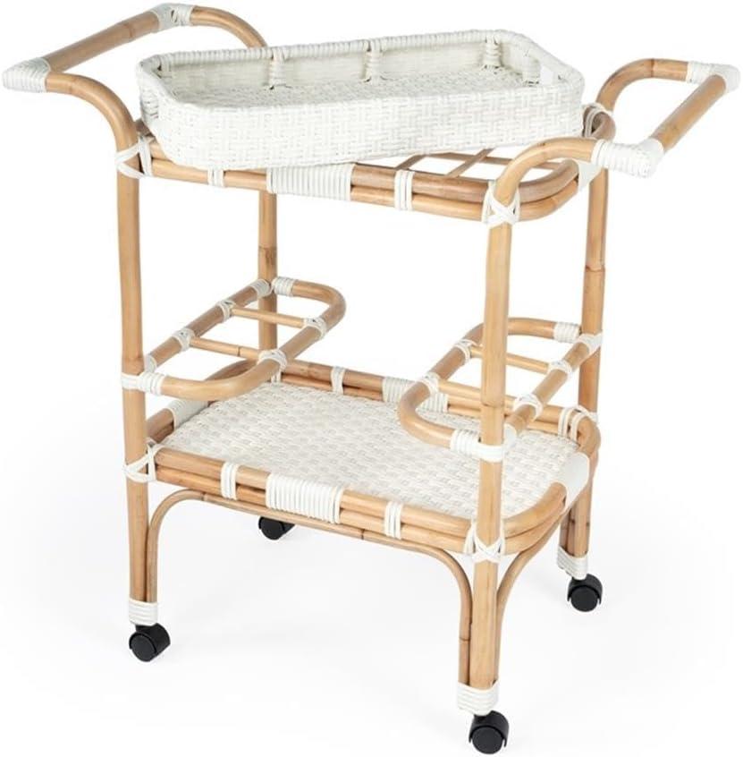Butler Specialty Company Selena White Rattan Bar Cart