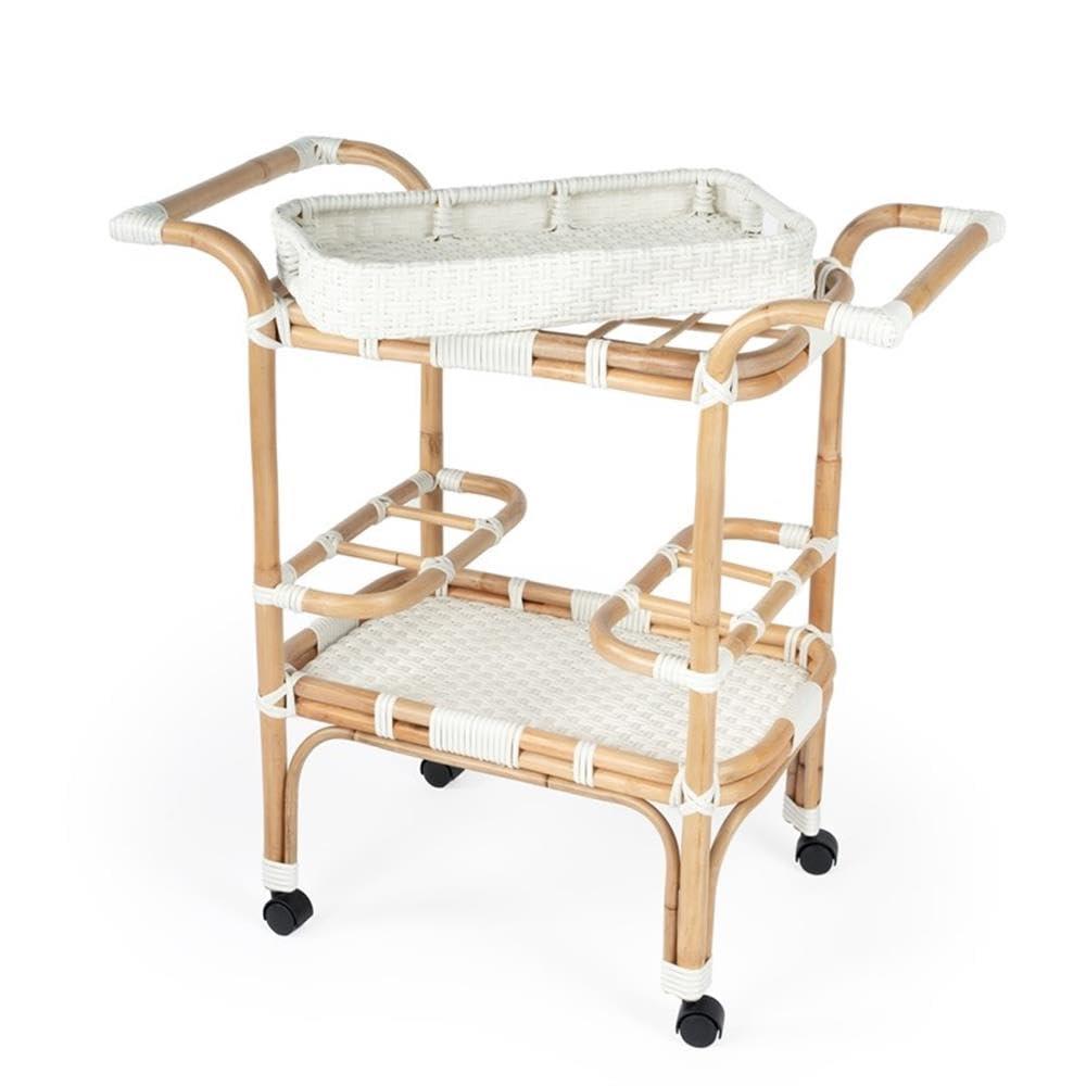 Butler Specialty Company Selena White Rattan Bar Cart