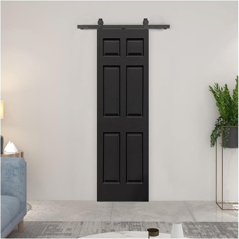 36 in. x 80 in. Black MDF Bi-Fold Barn Door with Hardware