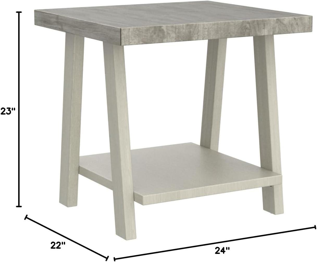 Roundhill Furniture Athens Contemporary Wood End Table Weathered Gray/Beige